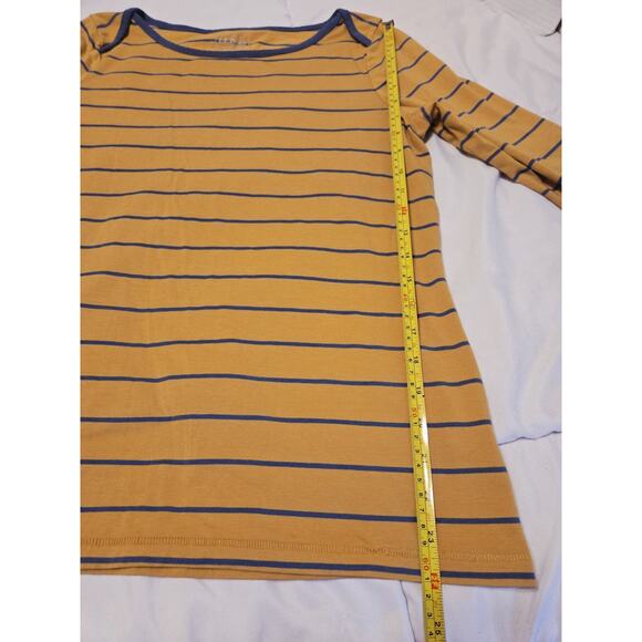 L.L. Bean Top Womens M Orange Stripe Supima Boat Neck Casual Layer Basic Workout - Picture 8 of 13